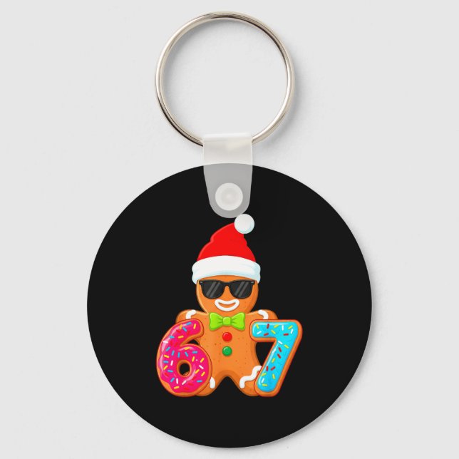 Funny Gingerbread Six Seven 67 Ice Cream Drip Chri Key Ring (Front)