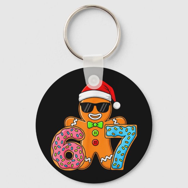 Funny Gingerbread Six Seven 67 Ice Cream Drip Chri Key Ring (Front)