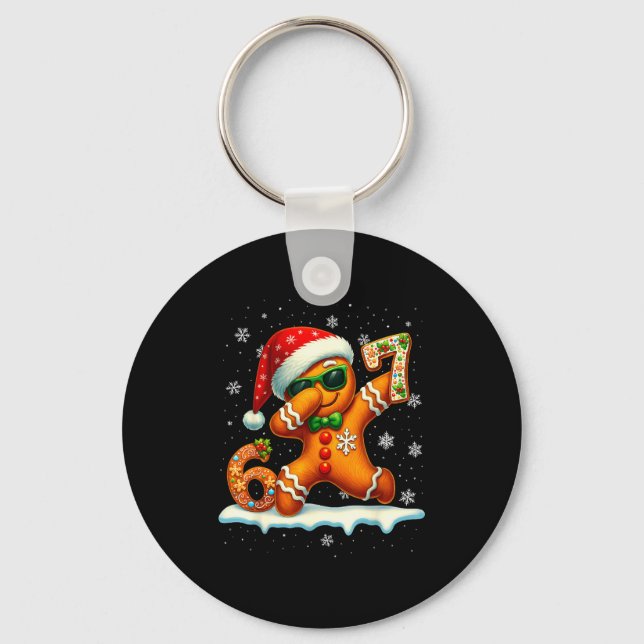 Funny Gingerbread Six Seven 67 Ice Cream Drip Chri Key Ring (Front)