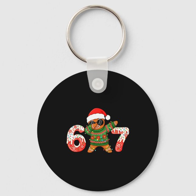 Funny Gingerbread Six Seven 67 Ice Cream Drip Chri Key Ring (Front)