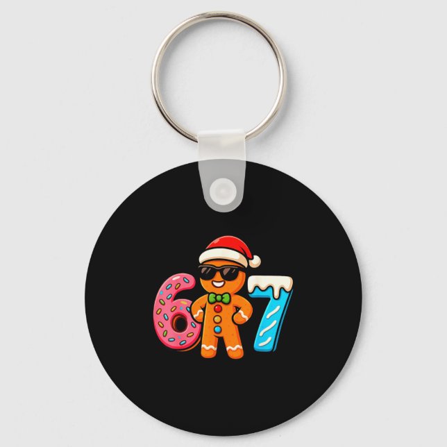 Funny Gingerbread Six Seven 67 Ice Cream Drip Chri Key Ring (Front)