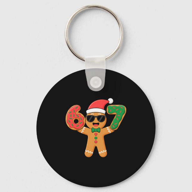 Funny Gingerbread Six Seven 67 Ice Cream Drip Chri Key Ring (Front)
