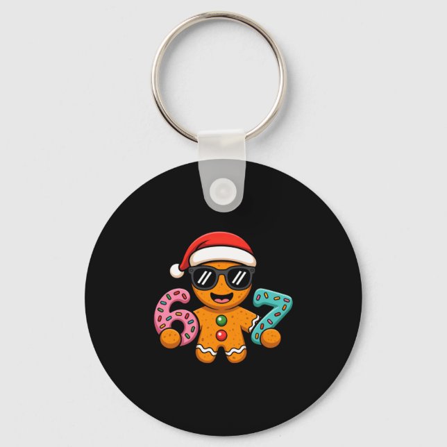 Funny Gingerbread Six Seven 67 Ice Cream Drip Chri Key Ring (Front)
