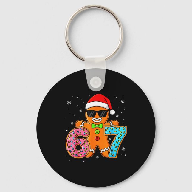 Funny Gingerbread Six Seven 67 Ice Cream Drip Chri Key Ring (Front)