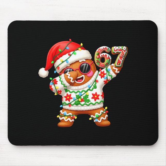 Funny Gingerbread Six Seven 67 Ice Cream Drip Chri Mouse Pad (Front)