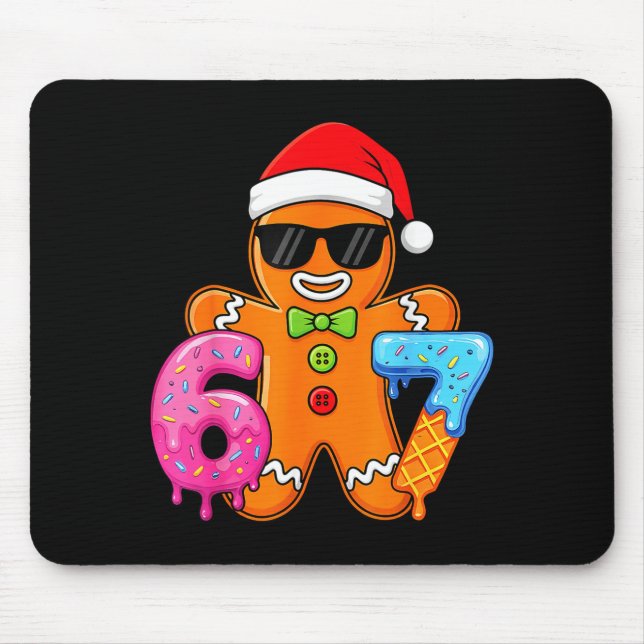 Funny Gingerbread Six Seven 67 Ice Cream Drip Chri Mouse Pad (Front)