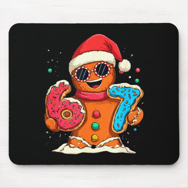 Funny Gingerbread Six Seven 67 Ice Cream Drip Chri Mouse Pad (Front)