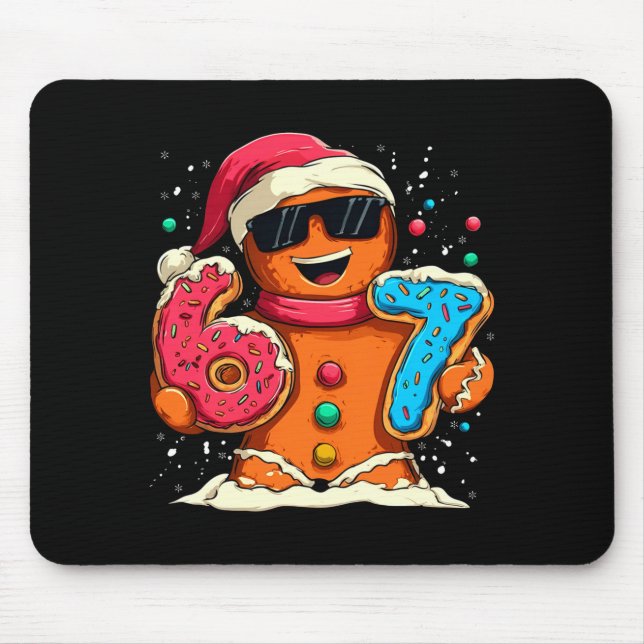 Funny Gingerbread Six Seven 67 Ice Cream Drip Chri Mouse Pad (Front)