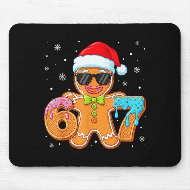 Funny Gingerbread Six Seven 67 Ice Cream Drip Chri Mouse Pad (Front)