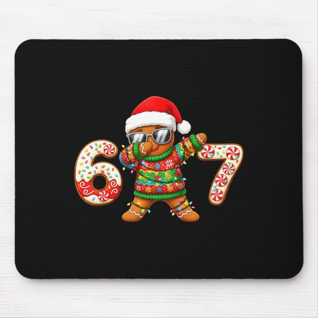 Funny Gingerbread Six Seven 67 Ice Cream Drip Chri Mouse Pad (Front)