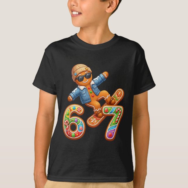 Funny Gingerbread Six Seven 67 Ice Cream Drip Chri T-Shirt (Front)