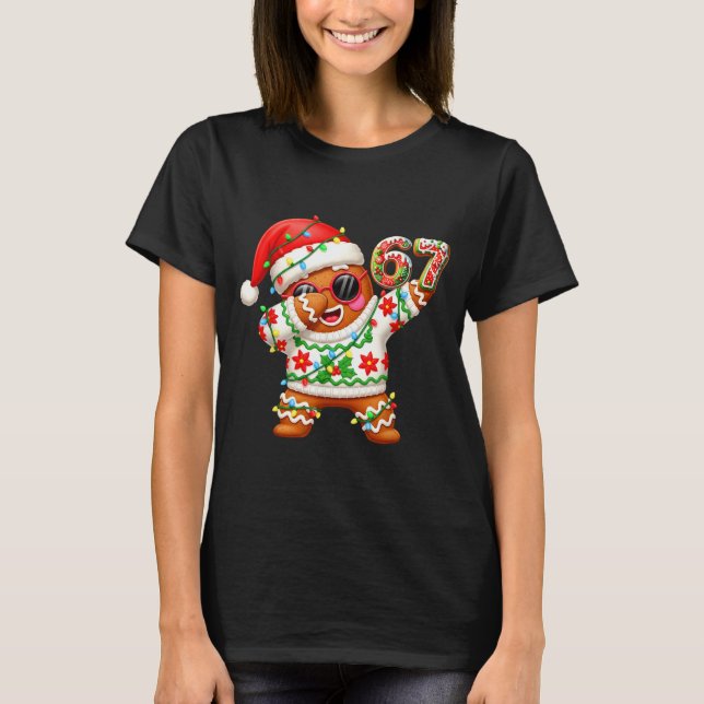 Funny Gingerbread Six Seven 67 Ice Cream Drip Chri T-Shirt (Front)