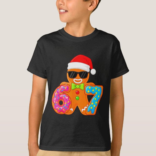 Funny Gingerbread Six Seven 67 Ice Cream Drip Chri T-Shirt (Front)