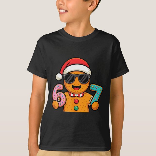 Funny Gingerbread Six Seven 67 Ice Cream Drip Chri T-Shirt (Front)