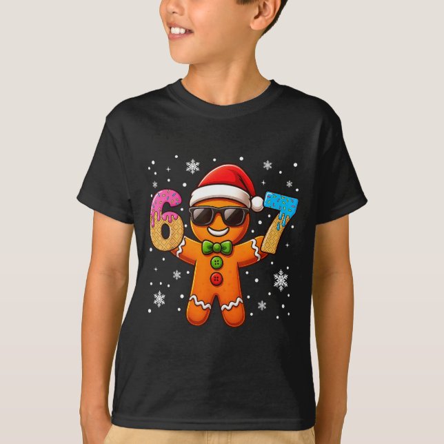 Funny Gingerbread Six Seven 67 Ice Cream Drip Chri T-Shirt (Front)