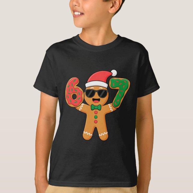 Funny Gingerbread Six Seven 67 Ice Cream Drip Chri T-Shirt (Front)