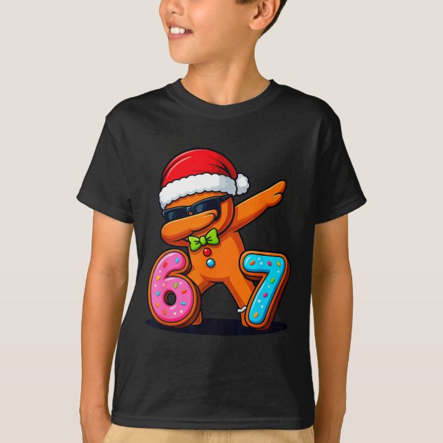 Funny Gingerbread Six Seven 67 Ice Cream Drip Chri T-Shirt (Front)