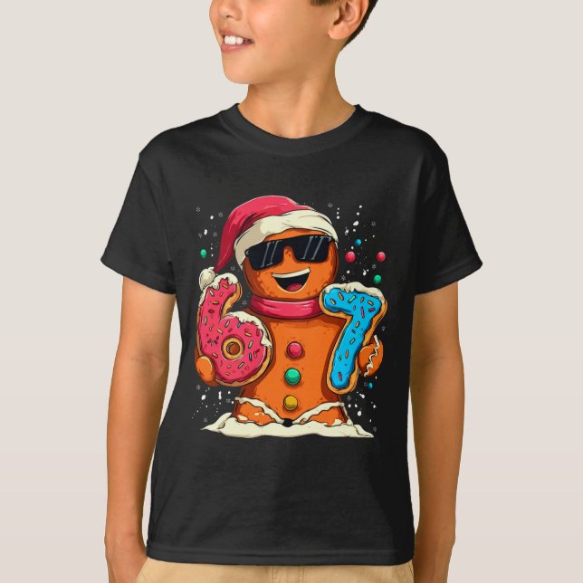 Funny Gingerbread Six Seven 67 Ice Cream Drip Chri T-Shirt (Front)