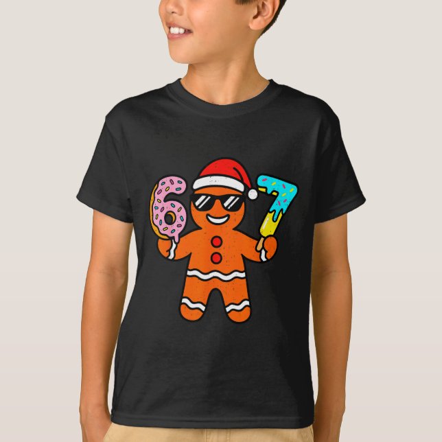 Funny Gingerbread Six Seven 67 Ice Cream Drip Chri T-Shirt (Front)