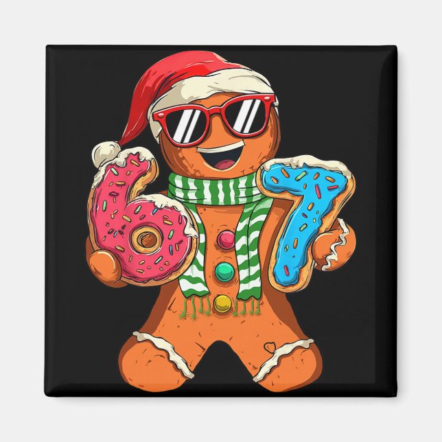 Funny Gingerbread Six Seven 67 Meme Ice Cream Chri Magnet (Front)