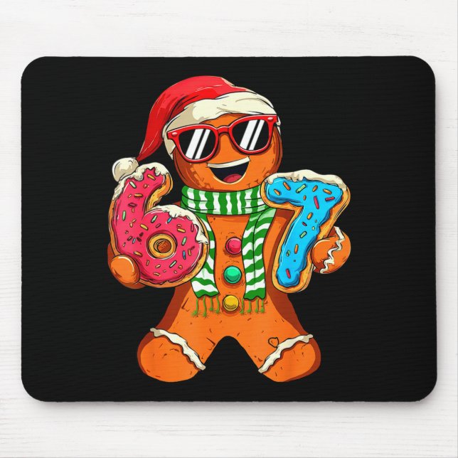 Funny Gingerbread Six Seven 67 Meme Ice Cream Chri Mouse Pad (Front)