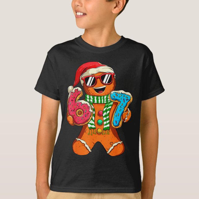 Funny Gingerbread Six Seven 67 Meme Ice Cream Chri T-Shirt (Front)