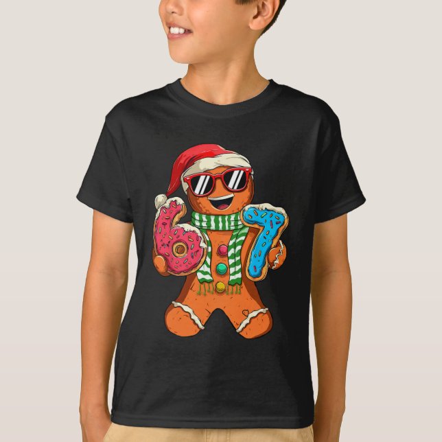 Funny Gingerbread Six Seven 67 Meme Ice Cream Chri T-Shirt (Front)