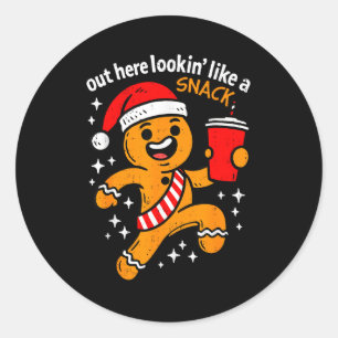Funny Gingerbread Snack Christmas Xmas Teens Girls Classic Round Sticker