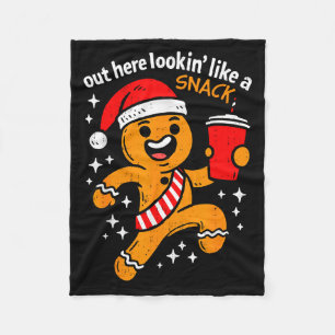 Funny Gingerbread Snack Christmas Xmas Teens Girls Fleece Blanket