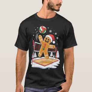 Funny Gingerbread Volleyball Player Christmas  T-Shirt