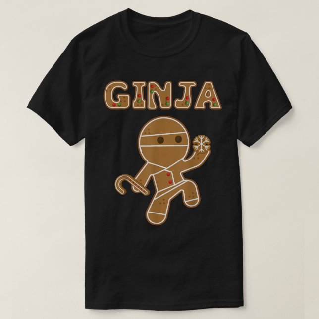 Funny Ginja Gingerbread Ninja Design T-Shirt (Design Front)