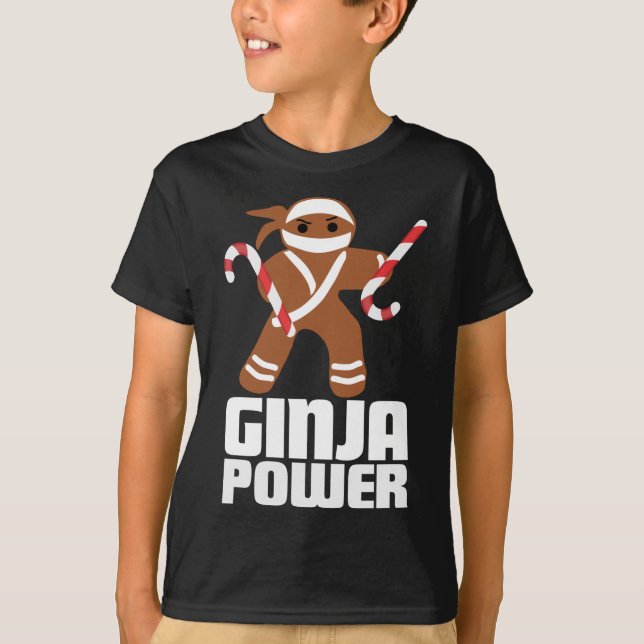 Funny Ginja Power Cute Christmas Cookie Gingerbrea T-Shirt (Front)