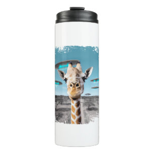 Funny Giraffe Africa Savannah Selfie with Alien UF Thermal Tumbler