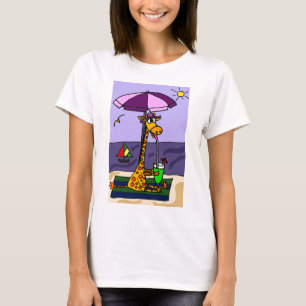 Funny Giraffe at the Beach T-Shirt