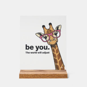 Funny Giraffe Be You Vintage Engraving Shirt Desig Acrylic Sign