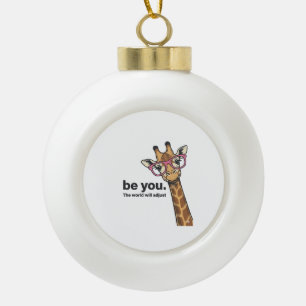 Funny Giraffe Be You Vintage Engraving Shirt Desig Ceramic Ball Christmas Ornament