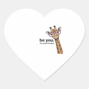 Funny Giraffe Be You Vintage Engraving Shirt Desig Heart Sticker