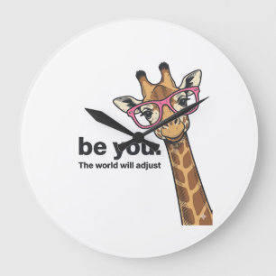 Funny Giraffe Be You Vintage Engraving Shirt Desig Large Clock