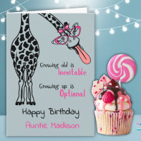 Funny Giraffe Birthday Card For Auntie