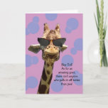 Funny Giraffe Birthday Card for Girl<br><div class="desc">Funny giraffe birthday card for any girl. This card is customizable with your personalized message or add a name.</div>