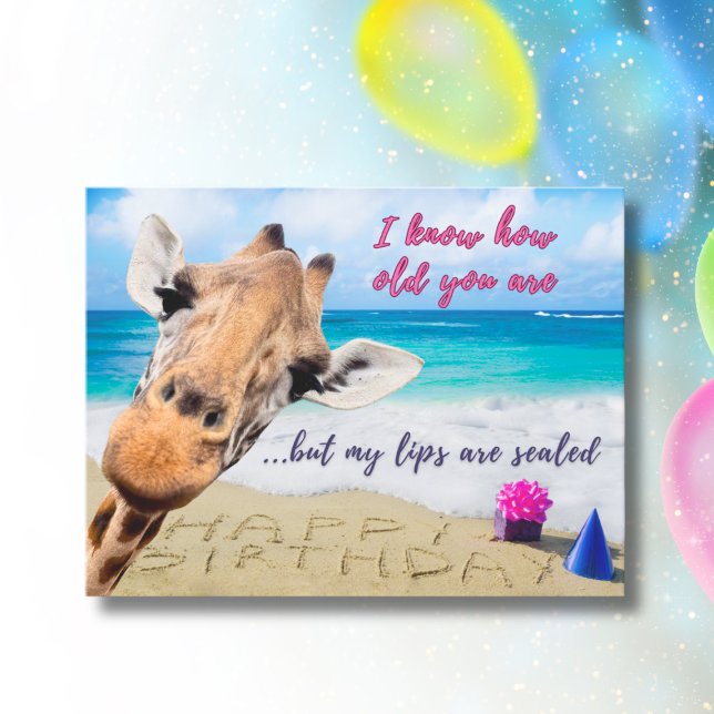 Funny Giraffe Birthday – Lips Are Sealed Postcard (Creator Uploaded)