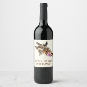 Funny Giraffe Birthday Wine Labels - Customisable