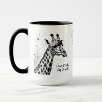 Funny Giraffe Black White Ink Personalised