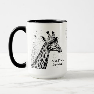 Funny Giraffe Black White Ink Personalised Mug