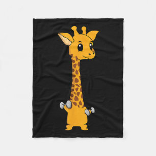 Funny Giraffe Camelopard Lifting Gym Motivation  Fleece Blanket