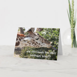 Funny Giraffe Card, ready for your birthday kiss?? Card