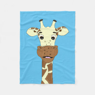 Funny giraffe cartoon kids fleece blanket