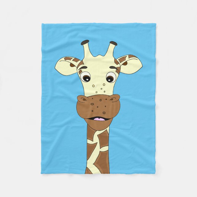Funny giraffe cartoon kids fleece blanket (Front)