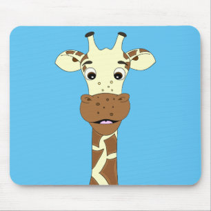 Funny giraffe cartoon kids mouse pad