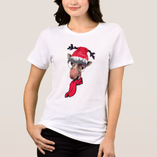 funny giraffe christmas t-shirt design Tri-Blend shirt